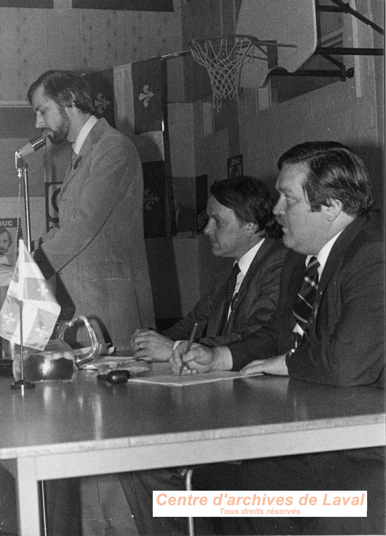 Michel Leduc, Bernard Landry et Jean Garon durant la campagne lectorale de 1981