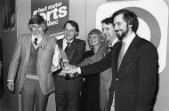 Michel Leduc, Jean-Paul Champagne, Bernard Landry, Jean-Guy Rodrigue et une femme non identifie lors durant un venement du Parti qubcois pour la campagne lectorale de 1981.
