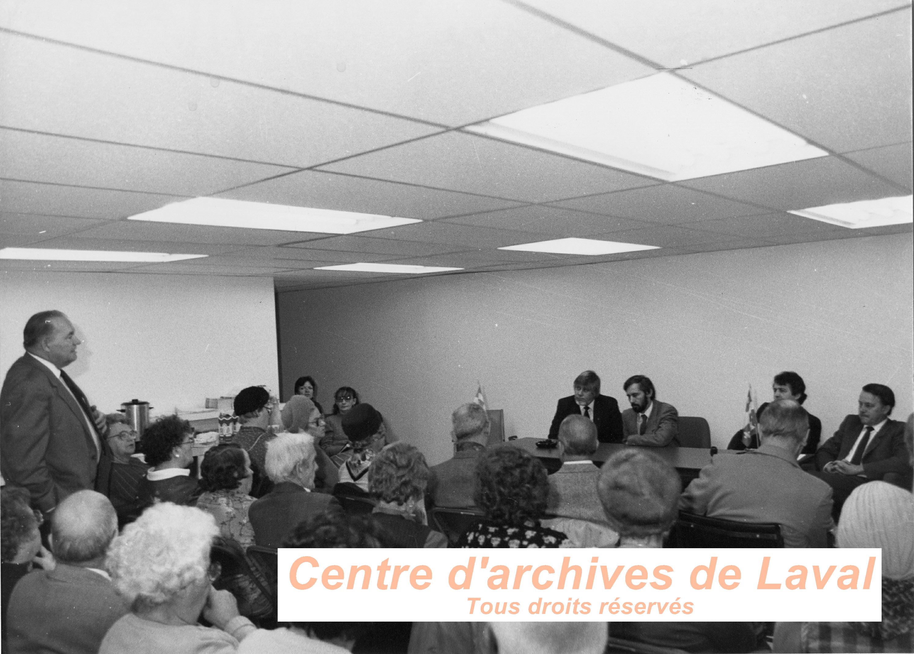 Les quatre dputs de Laval du Parti qubcois lors d'une assemble publique  Laval, en 1982