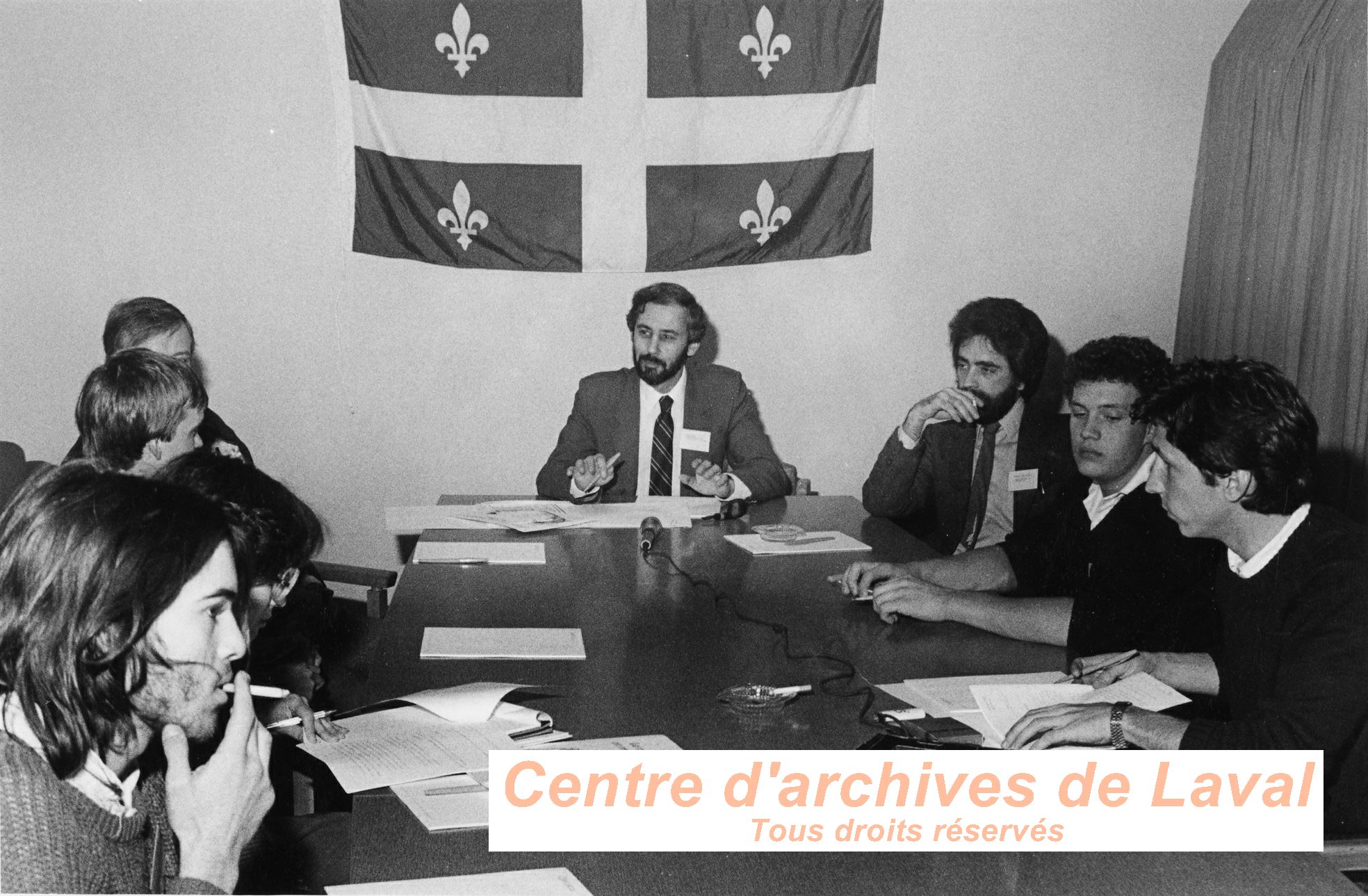 Confrence de presse de Michel Leduc, Jean Hnaire et Michel Vincent en 1984