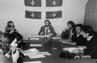 Confrence de presse de Michel Leduc, Jean Hnaire et Michel Vincent en 1984