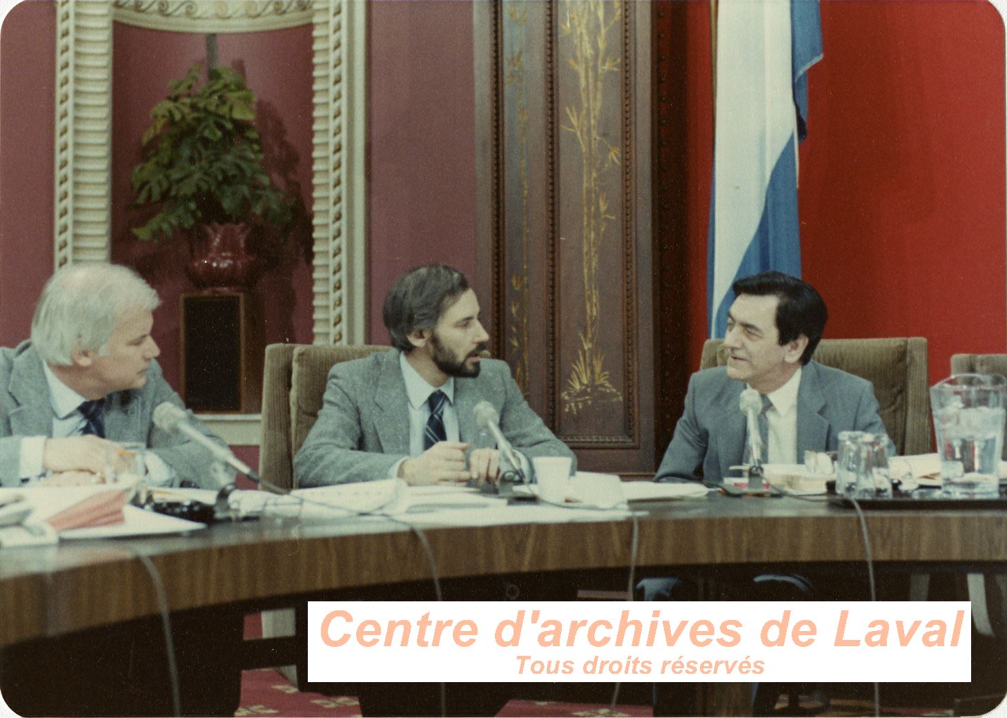 Michel Leduc et Camille Laurin lors de la commission parlementaire sur l'ducation, en 1984