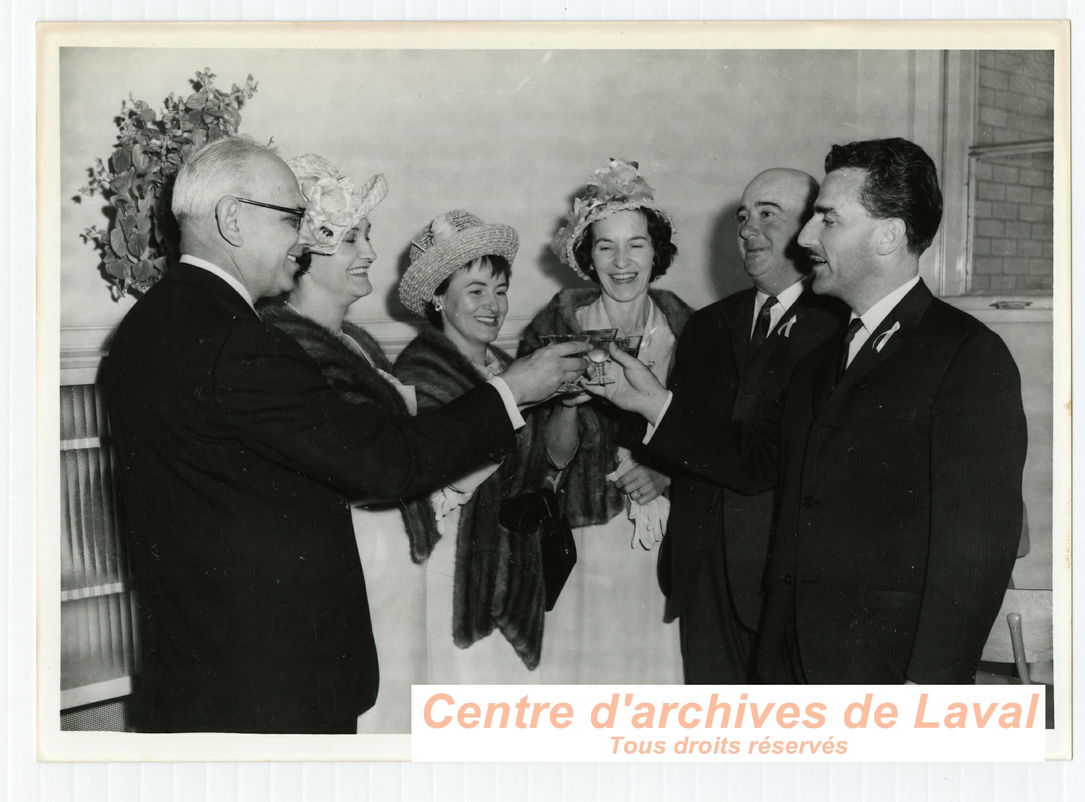 M. et Mme. Laurent Brunet, M. et Mme. Augustin Roux et M. et Mme. Robert Rochon lors de la bndiction de l'cole Girouard  Saint-Benot, le 17 mai 1963.