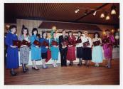 Rcipiendaires d'un prix lors du 50e anniversaire de la Caisse populaire Desjardins Mont-Bleu en 1988.