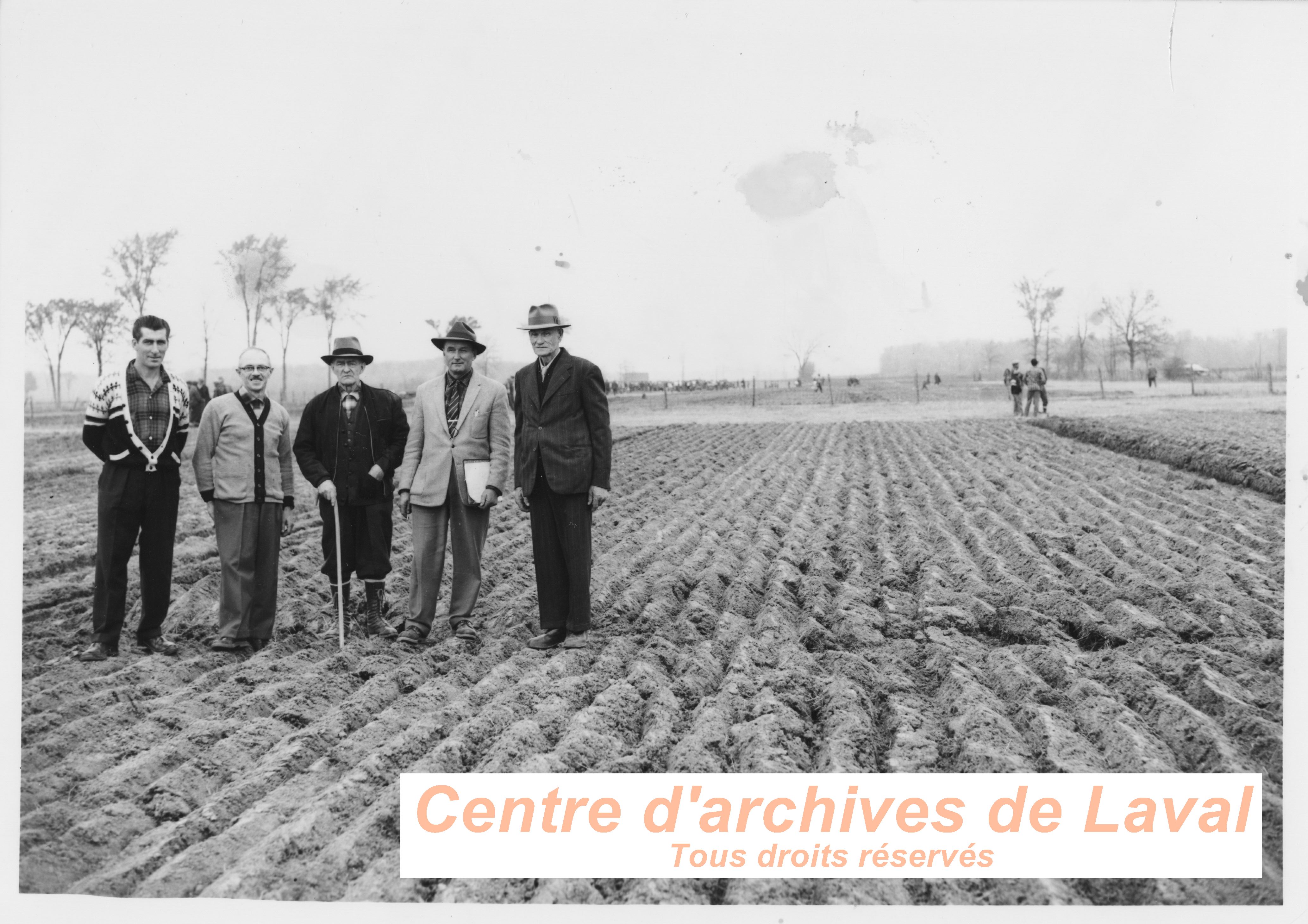 Hommes posant dans un champ,  Saint-Benot