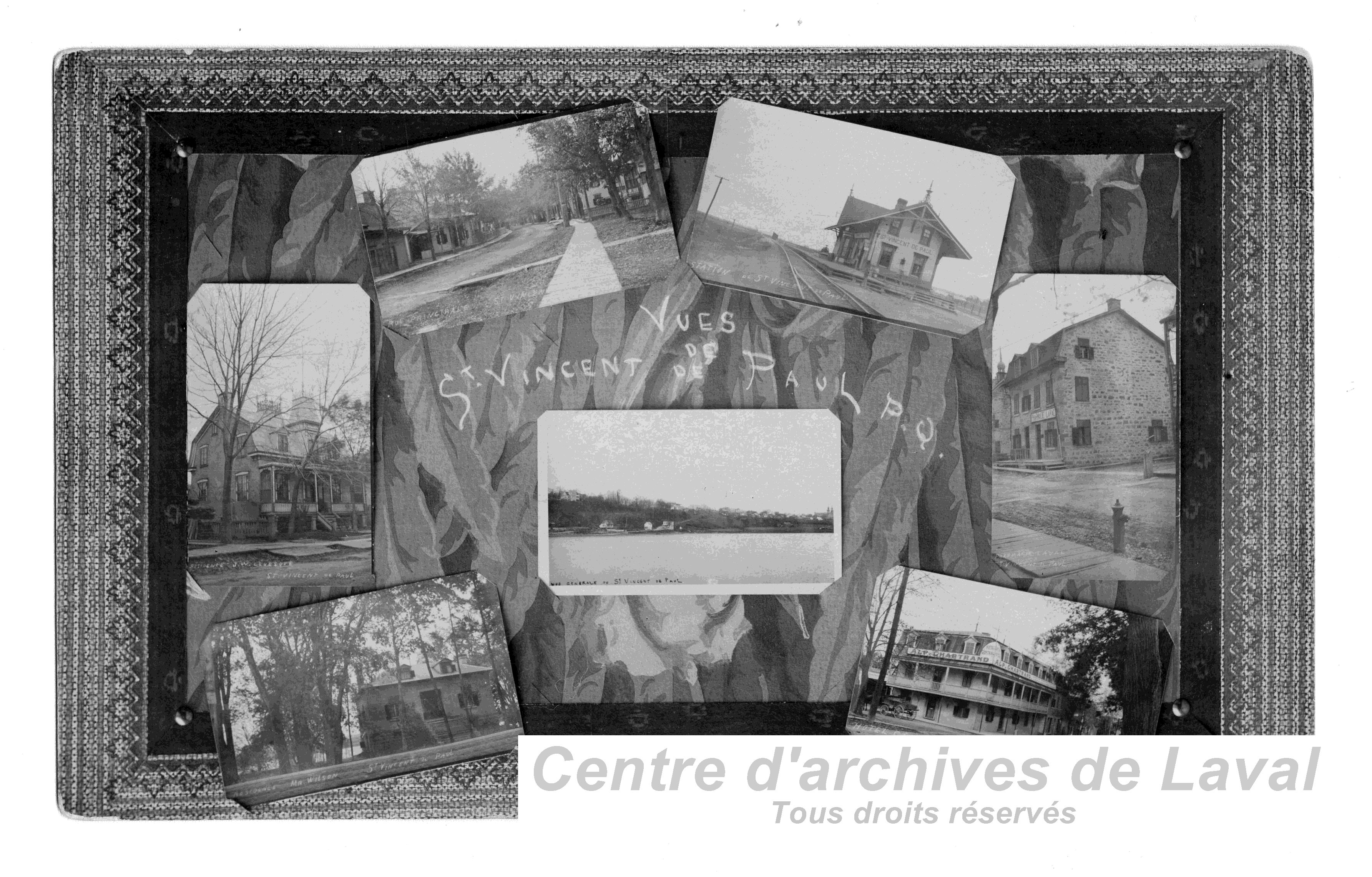 Assemblage de cartes postales prsentant diffrentes vues du village de Saint-Vincent-de-Paul.