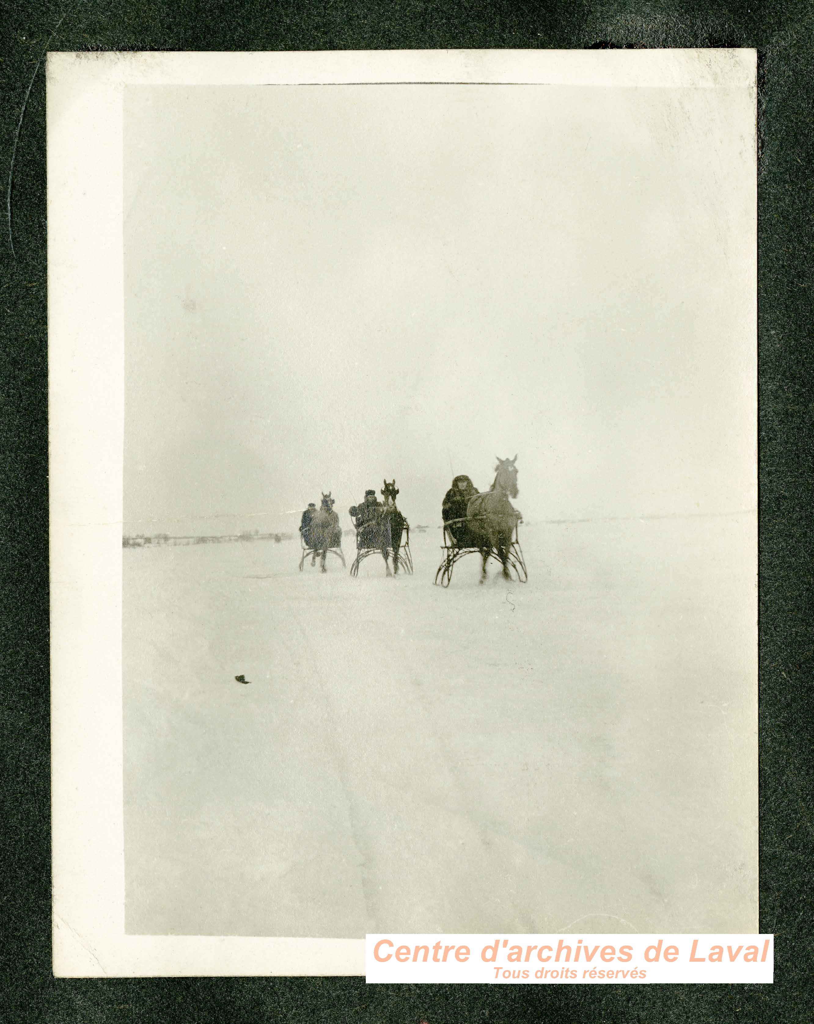 Course de traneaux sur la rivire des Prairies.